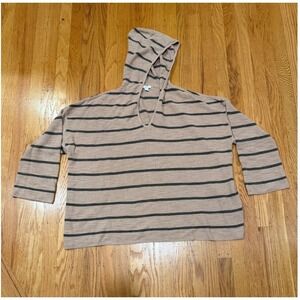 J. Jill Women's Striped Hoodie Beige Black Size XL Casual Comfort